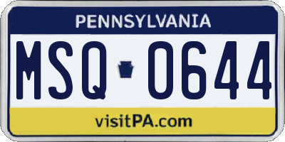 PA license plate MSQ0644