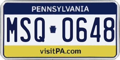 PA license plate MSQ0648