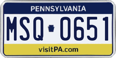 PA license plate MSQ0651