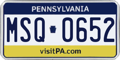PA license plate MSQ0652