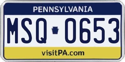 PA license plate MSQ0653