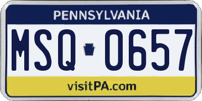 PA license plate MSQ0657