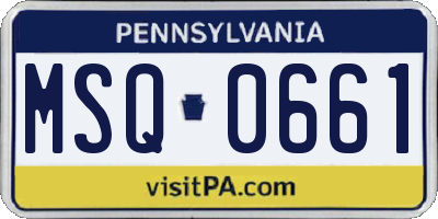 PA license plate MSQ0661