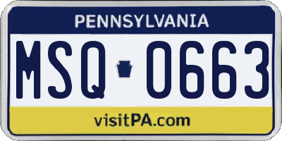 PA license plate MSQ0663