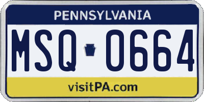 PA license plate MSQ0664