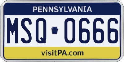PA license plate MSQ0666