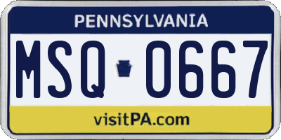 PA license plate MSQ0667