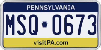 PA license plate MSQ0673