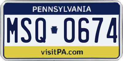 PA license plate MSQ0674