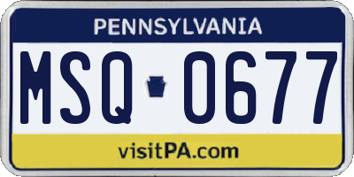 PA license plate MSQ0677