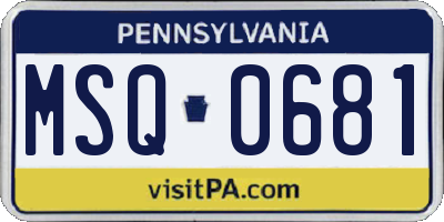 PA license plate MSQ0681