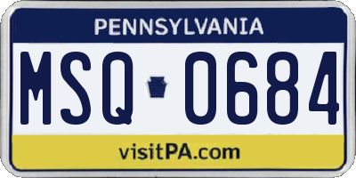 PA license plate MSQ0684