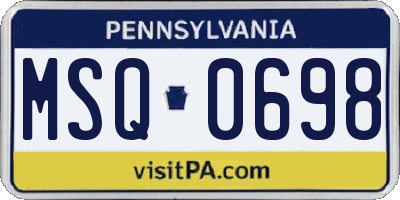 PA license plate MSQ0698