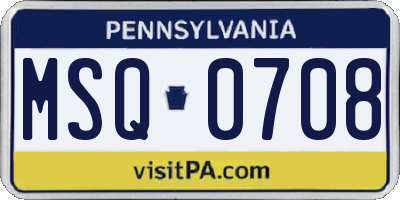 PA license plate MSQ0708