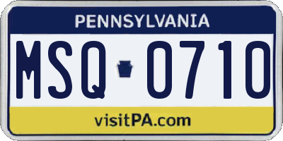 PA license plate MSQ0710