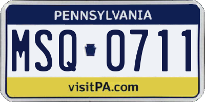 PA license plate MSQ0711