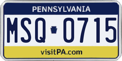 PA license plate MSQ0715