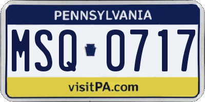 PA license plate MSQ0717