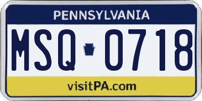 PA license plate MSQ0718