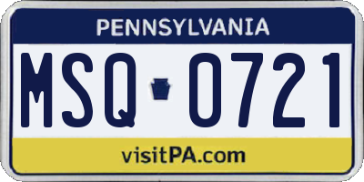 PA license plate MSQ0721