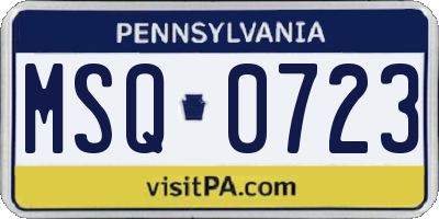 PA license plate MSQ0723