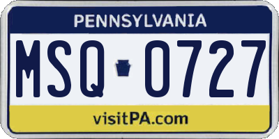PA license plate MSQ0727