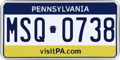 PA license plate MSQ0738