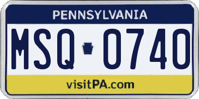 PA license plate MSQ0740