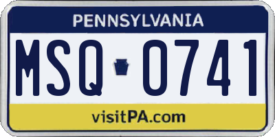 PA license plate MSQ0741