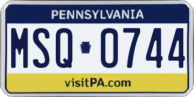 PA license plate MSQ0744