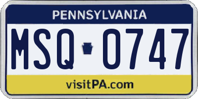 PA license plate MSQ0747