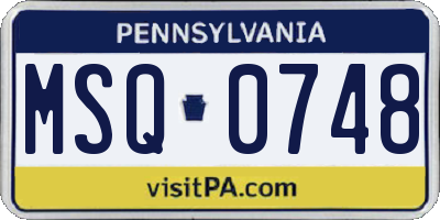 PA license plate MSQ0748