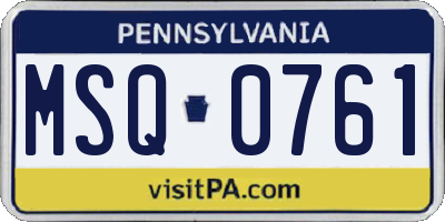 PA license plate MSQ0761