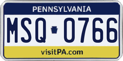 PA license plate MSQ0766