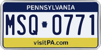 PA license plate MSQ0771