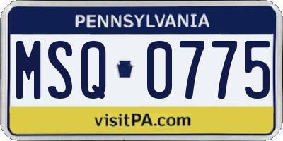 PA license plate MSQ0775