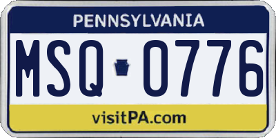 PA license plate MSQ0776