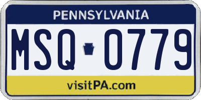 PA license plate MSQ0779