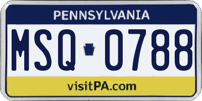 PA license plate MSQ0788