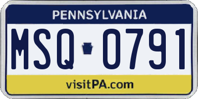 PA license plate MSQ0791