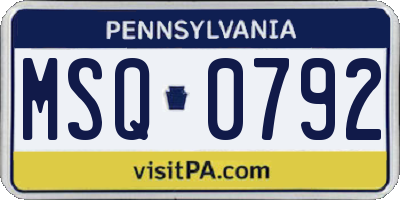 PA license plate MSQ0792