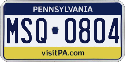 PA license plate MSQ0804
