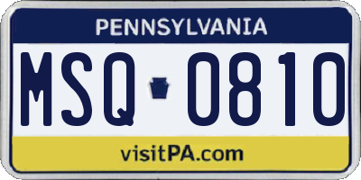 PA license plate MSQ0810