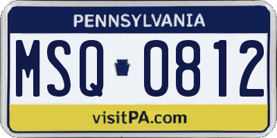 PA license plate MSQ0812