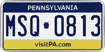 PA license plate MSQ0813