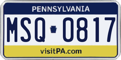 PA license plate MSQ0817