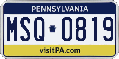 PA license plate MSQ0819