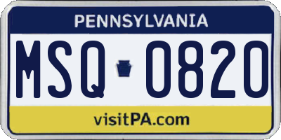 PA license plate MSQ0820