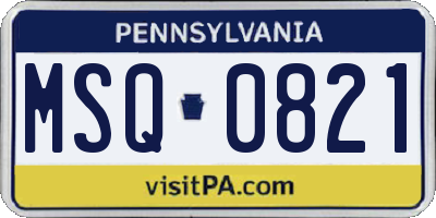 PA license plate MSQ0821