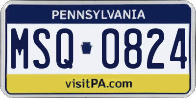 PA license plate MSQ0824